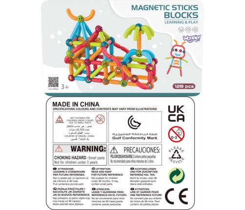 WOOPIE Magnetyczne Klocki Konstrukcyjne Edukacyjne 128 el.