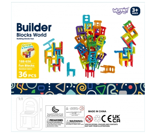 WOOPIE Gra Zręcznościowa Układanka Klocków Balansujące Krzesła 36 el.