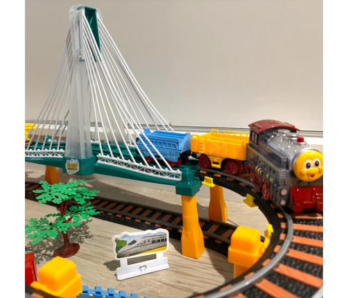 WOOPIE Kolejka Elektryczna 2w1 Tor Wyścigowy Pociąg Wiadukt Auto XXL 192 el.