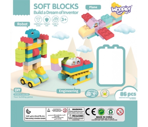 WOOPIE Duże Klocki Konstrukcyjne Edukacyjne dla Dzieci 86 el. - Wyparzanie w 120 stopniach