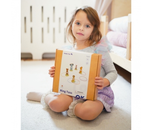 TOOKY TOY Rzut do Celu Drewniana Gra Zręcznościowa Obręcze 15 el.