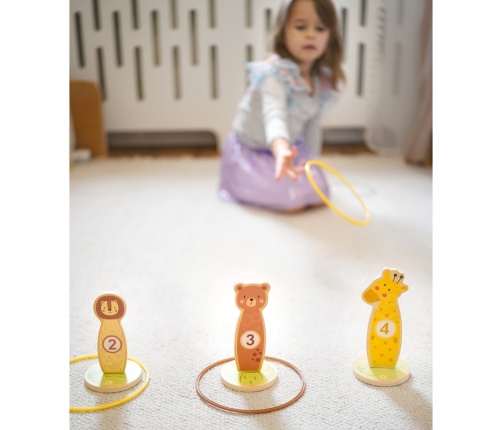 TOOKY TOY Rzut do Celu Drewniana Gra Zręcznościowa Obręcze 15 el.