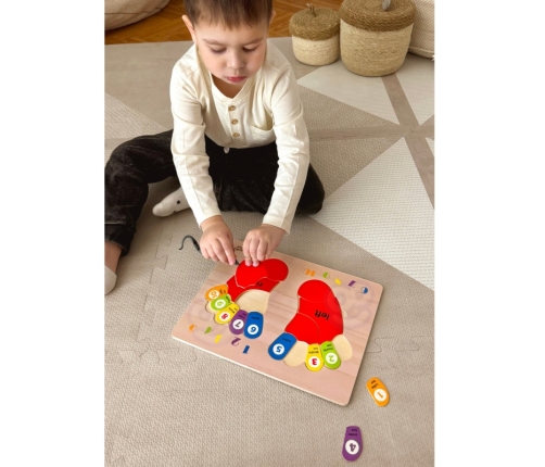 TOOKY TOY Edukacyjna Drewniana Układanka Stopy Nauka Liczenia i Kolorów