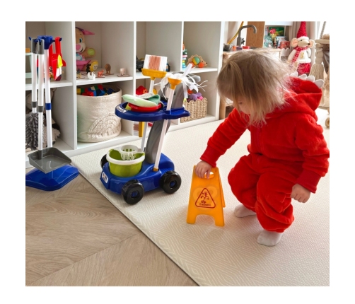 WOOPIE Zestaw do Sprzątania na Kółkach XXL Wózek 3w1 29 el. Niebieski