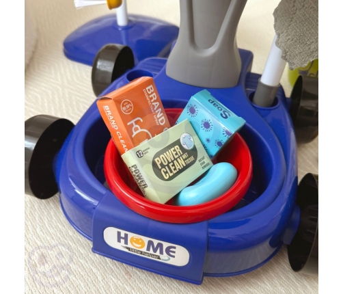 WOOPIE Zestaw do Sprzątania na Kółkach XXL Wózek 3w1 29 el. Niebieski