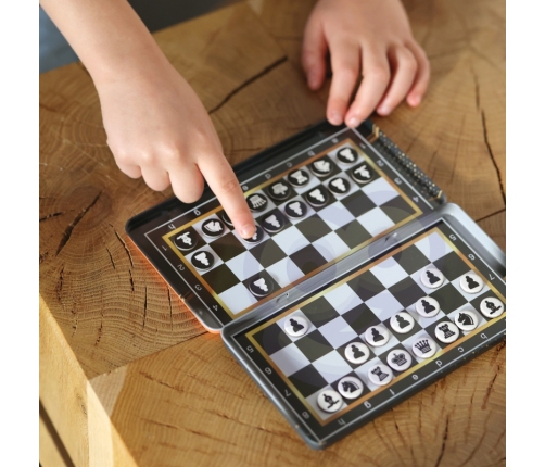 WOOPIE Szachy Warcaby Magnetyczne 2w1 Gra Podróżna Kieszonkowa