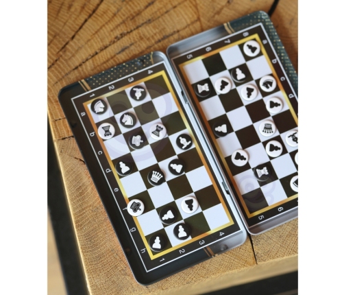 WOOPIE Szachy Warcaby Magnetyczne 2w1 Gra Podróżna Kieszonkowa