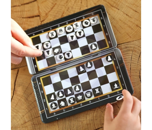 WOOPIE Szachy Warcaby Magnetyczne 2w1 Gra Podróżna Kieszonkowa