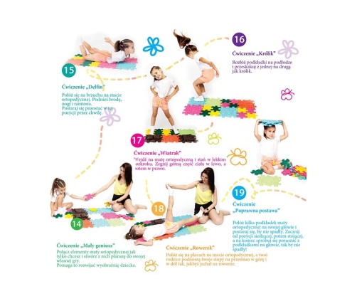 WOOPIE Mata Sensoryczna Ortopedyczna Puzzle 6 elementy