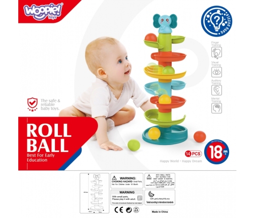 WOOPIE BABY Kulodrom Tor Kulkowy Zestaw Spirala + 3 Kulki