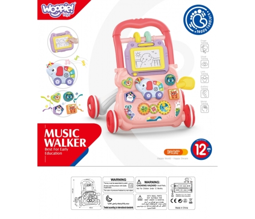 WOOPIE BABY Interaktywny Chodzik Pchacz Muzyczny + Znikopis