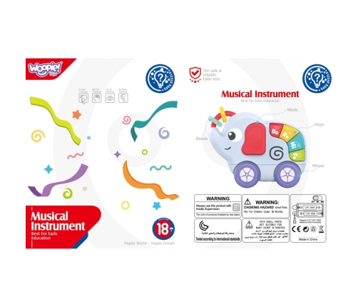 WOOPIE BABY Zabawka Sensoryczna Muzyczna dla Niemowląt Słonik