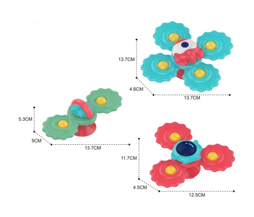 WOOPIE BABY Gryzak Spinner Wirujący z Przyssawką Zestaw 3 szt _5SZT