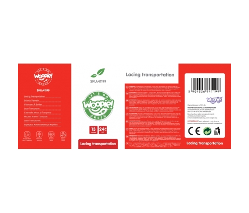 WOOPIE GREEN Drewniane Klocki do Nawlekania Pojazdy Samochody 13 el.