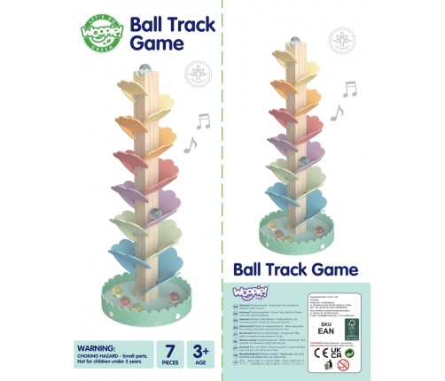 WOOPIE GREEN Drewniany Kulodrom Muzyczne Drzewko Tęczowe Montessori FSC