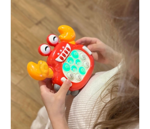 WOOPIE Gra POP IT Elektroniczna Antystresowa Zręcznościowa Krab Czerwony