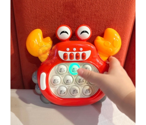 WOOPIE Gra POP IT Elektroniczna Antystresowa Zręcznościowa Krab Czerwony