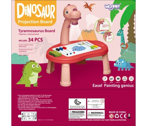 WOOPIE Tablica do Rysowania Projektor Dinozaur 24 Wzory + 2 Gry