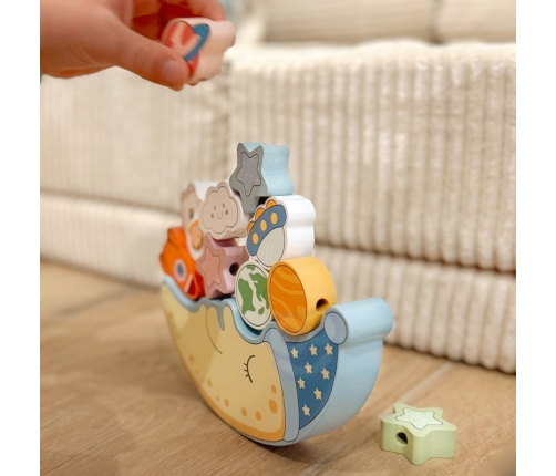 TOOKY TOY Kosmiczny Śpiący Księżyc Balansująca Układanka Drewniana Nawlekanka Montessori
