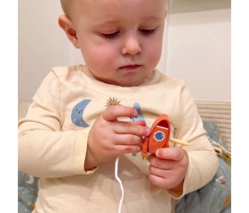 TOOKY TOY Kosmiczny Śpiący Księżyc Balansująca Układanka Drewniana Nawlekanka Montessori