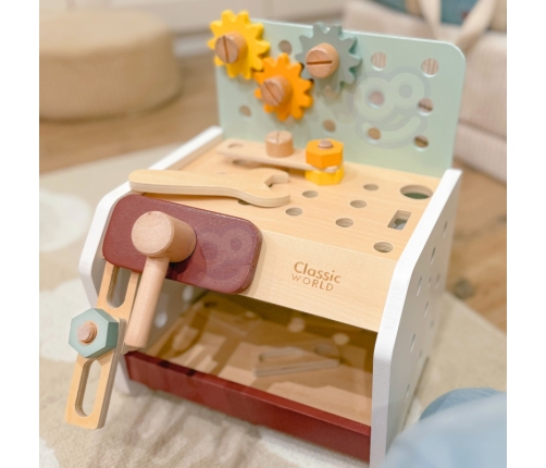 CLASSIC WORLD Drewniany Warsztat Małego Majsterkowicza z Narzędziami