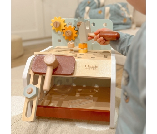 CLASSIC WORLD Drewniany Warsztat Małego Majsterkowicza z Narzędziami