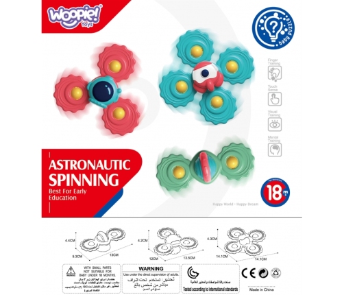 WOOPIE BABY Gryzak Spinner Wirujący z Przyssawką Zestaw 3 szt