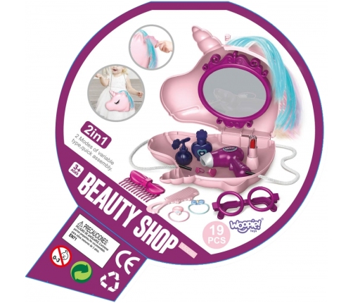 WOOPIE Toaletka dla Dziewczynki 2w1 Salon Piękności w Torebce Jednorożec