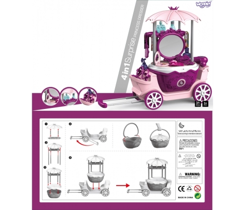 WOOPIE Salon Piękności Urody Toaletka na Kółkach Wózek Wlizka 31 akc. 4w1