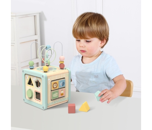 WOOPIE GREEN Drewniana Kostka Aktywności Multifunkcyjna Edukacyjna Sorter