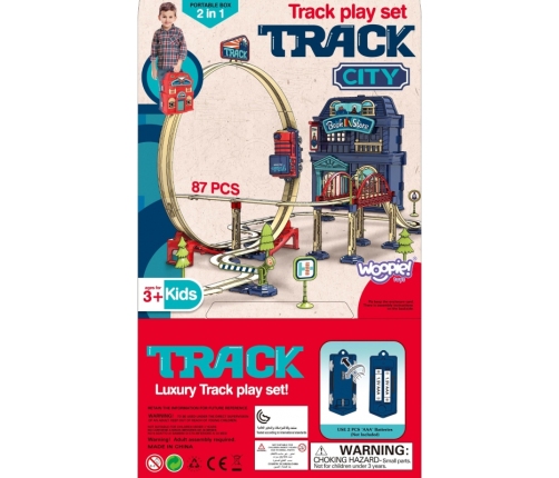 WOOPIE Kolejka Elektryczna 2w1 Składana w Walizkę 87 el. - Długość 3,5 m