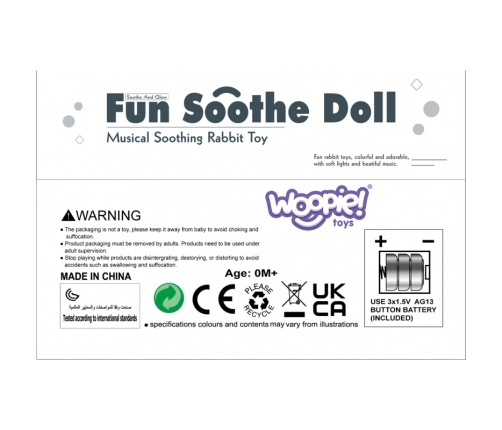 WOOPIE BABY Interaktywny Pluszak Przytulanka dla Niemowląt Światło Dźwięk Króliczek Usypiacz Niebieski