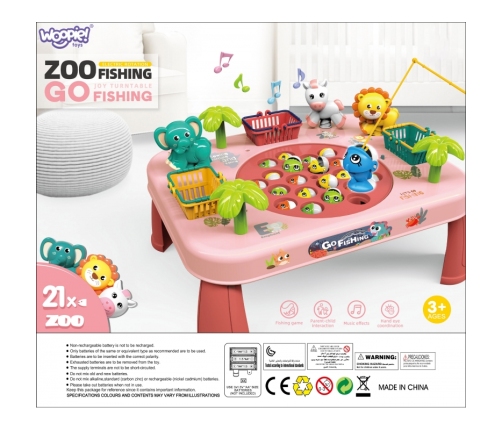 WOOPIE Gra Zręcznościowa Łowienie Ryb Interaktywny Stolik Różowy