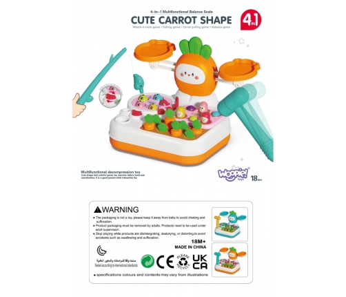 WOOPIE Gra MONTESSORI 4w1 Łowienie Rybek Waga Szalkowa Uderz w Kreta i Marchewki