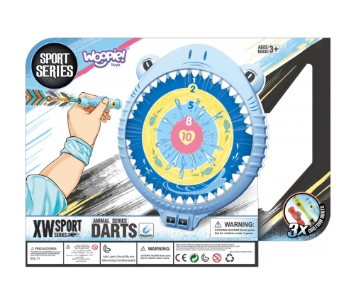 WOOPIE Magnetyczna Gra w Rzutki Dart Tarcza Wesoły Rekinek