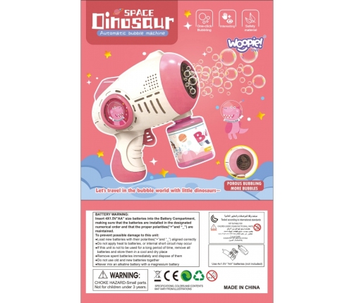 WOOPIE Pistolet do Robienia Baniek Mydlanych Dino Niebieski