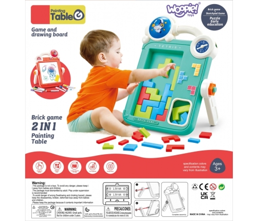 WOOPIE Dwustronna Tablica do Rysowania Gra Tetris 2w1 Pomarańczowa