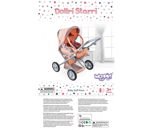 WOOPIE ROYAL Wózek dla Lalek Głęboki Spacerówka 3w1 Nosidełko