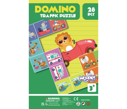 WOOPIE Gra Edukacyjna Transport Zwierzęta Puzzle Domino Montessori