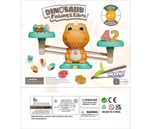 WOOPIE Waga Szalkowa Równoważnia Gra Łowienie Dinozaurów Rybek Nauka Liczydło