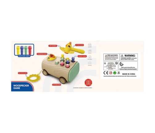 WOOPIE Gra Zręcznościowa Dzięcioł Wbijak Robaków 3w1 Wózek Ciągacz dla Niemowląt