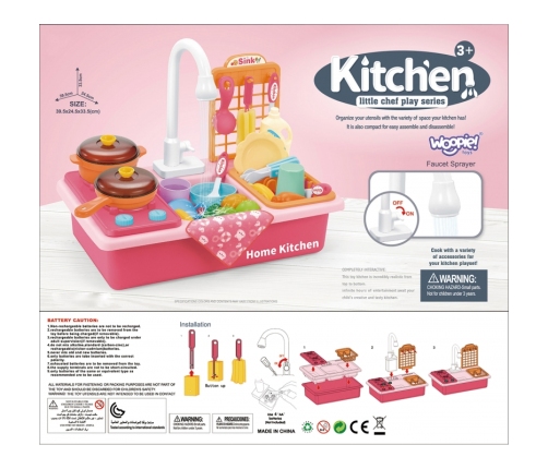 WOOPIE Zlewozmywak 2w1 Kuchnia dla Dzieci Różowa