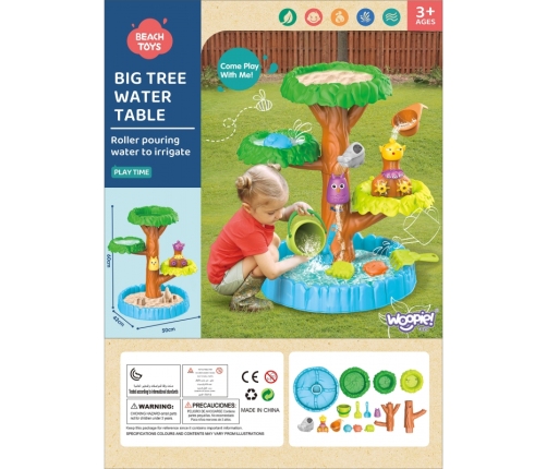 WOOPIE Stolik Wodny 2w1 Piaskownica Wesołe Drzewko 8 akc.