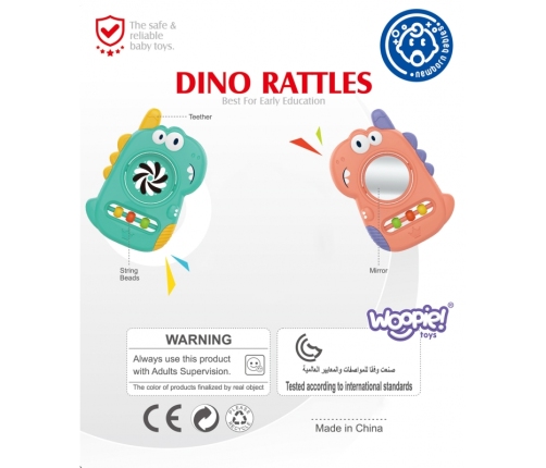 WOOPIE BABY Zabawka Sensoryczna Gryzak Lusterko Dino