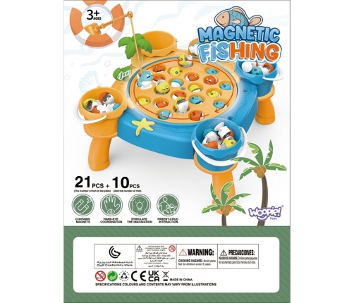 WOOPIE Gra Rybacka Zestaw Łowienie Rybek na Magnes Różowy 36 el.