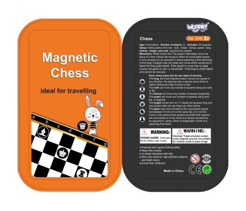 WOOPIE Szachy Warcaby Magnetyczne 2w1 Gra Podróżna Kieszonkowa