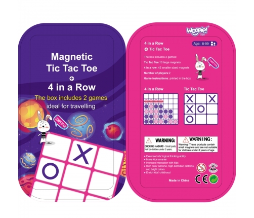 WOOPIE Magnetyczna Gra 2w1 Kółko I Krzyżyk + Gra 4 w Lini MINI