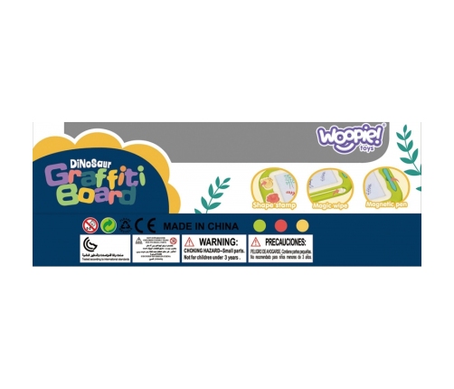 WOOPIE Znikopis Tablica Magnetyczna Kolorowa + 2 Stempelki Dinozaur