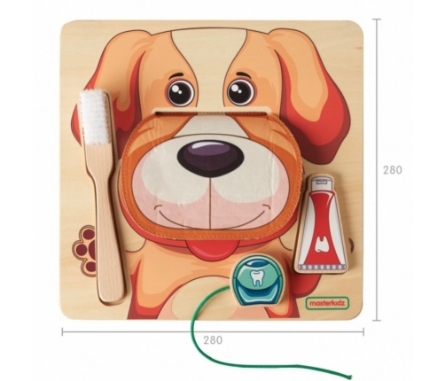 MASTERKIDZ Nauka Zdrowej Higieny Jamy Ustnej na Przykładzie Pieska - Tablica Ścienna Edukacyjna Montessori