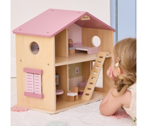 VIGA PolarB Duży Drewniany Domek dla Lalek 17 el.
